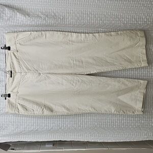 J. Crew Favorite Fit Linen Blend Wide Leg Flat Front Cropped Trousers Sz 16